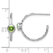 Sterling Silver Rhodium-plated w/Peridot Post Hoop Earrings - Birthstone Company