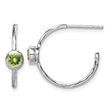 Sterling Silver Rhodium-plated w/Peridot Post Hoop Earrings - Birthstone Company