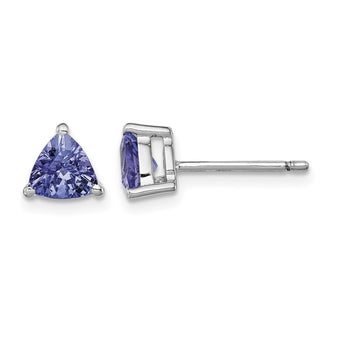 Sterling Silver Rhodium-plated Trillion Tanzanite Post Earrings - Birthstone Company