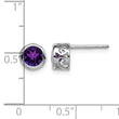 Sterling Silver Rhodium-plated Polished Amethyst Round Post Earrings - Birthstone Company