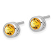 Sterling Silver Rhodium-plated Polished Citrine Round Post Earrings - Birthstone Company