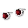 Sterling Silver Rhodium-plated Polished Garnet Round Post Earrings - Birthstone Company