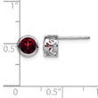 Sterling Silver Rhodium-plated Polished Garnet Round Post Earrings - Birthstone Company