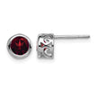 Sterling Silver Rhodium-plated Polished Garnet Round Post Earrings - Birthstone Company