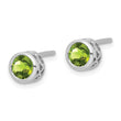 Sterling Silver Rhodium-plated Polished Peridot Round Post Earrings - Birthstone Company