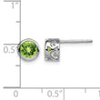Sterling Silver Rhodium-plated Polished Peridot Round Post Earrings - Birthstone Company