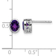 Sterling Silver Rhodium-plated Polished Amethyst Oval Post Earrings 8 in - Birthstone Company