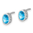 Sterling Silver Rhodium-plated Polished Blue Topaz Oval Post Earrings - Birthstone Company