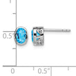 Sterling Silver Rhodium-plated Polished Blue Topaz Oval Post Earrings - Birthstone Company