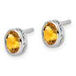 Sterling Silver Rhodium-plated Polished Citrine Oval Post Earrings - Birthstone Company