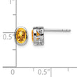 Sterling Silver Rhodium-plated Polished Citrine Oval Post Earrings - Birthstone Company