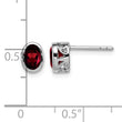 Sterling Silver Rhodium-plated Polished Garnet Oval Post Earrings 8 in - Birthstone Company