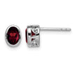 Sterling Silver Rhodium-plated Polished Garnet Oval Post Earrings 8 in - Birthstone Company