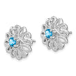 Sterling Silver Rhodium-plated Blue Topaz Studs with Earring Jackets - Birthstone Company