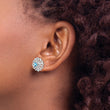 Sterling Silver Rhodium-plated Blue Topaz Studs with Earring Jackets - Birthstone Company