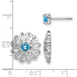 Sterling Silver Rhodium-plated Blue Topaz Studs with Earring Jackets - Birthstone Company