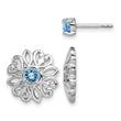 Sterling Silver Rhodium-plated Blue Topaz Studs with Earring Jackets - Birthstone Company