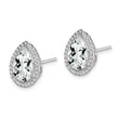 Sterling Silver Rhodium Created White Topaz & CZ Post Earrings - Birthstone Company