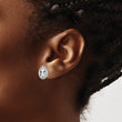 Sterling Silver Rhodium Created White Topaz & CZ Post Earrings - Birthstone Company