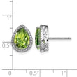 Sterling Silver Rhodium Polished Simulated Peridot & CZ Post Earrings - Birthstone Company
