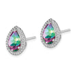 Sterling Silver Rhodium Polished Mystic Topaz & CZ Post Earrings - Birthstone Company