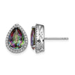 Sterling Silver Rhodium Polished Mystic Topaz & CZ Post Earrings - Birthstone Company