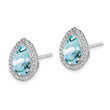 Sterling Silver Rhodium Created Aquamarine & CZ Post Earrings - Birthstone Company