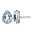 Sterling Silver Rhodium Created Aquamarine & CZ Post Earrings - Birthstone Company