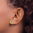 Sterling Silver Rhodium Polished Citrine & CZ Post Earrings - Birthstone Company