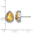 Sterling Silver Rhodium Polished Citrine & CZ Post Earrings - Birthstone Company