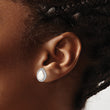 Sterling Silver Rhodium Polished Simulated Opal & CZ Post Earrings - Birthstone Company