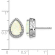 Sterling Silver Rhodium Polished Simulated Opal & CZ Post Earrings - Birthstone Company
