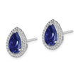 Sterling Silver Rhodium Created Sapphire & CZ Post Earrings