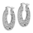 Sterling Silver Rhodium with Diam. Hinged Hoop Earrings - Birthstone Company