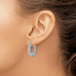 Sterling Silver Rhodium with Diam. Hinged Hoop Earrings - Birthstone Company