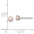 Sterling Silver Rh-plated 3-4mm Purple FWC Button Pearl Earrings