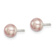 Sterling Silver Rh-plated 5-6mm Purple FWC Button Pearl Earrings