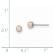 Sterling Silver Rhodium Plated 3-4mm Pink Round Freshwater Cultured Pearl Post Stud Earrings