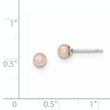 Sterling Silver Rhodium Plated 4-5mm Pink Round Freshwater Cultured Pearl Post Stud Earrings