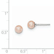 Sterling Silver Rhodium Plated 5-6mm Pink Round Freshwater Cultured Pearl Post Stud Earrings