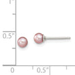 Sterling Silver Rhodium Plated 3-4mm Purple Round Freshwater Cultured Pearl Post Stud Earrings
