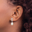 Sterling Silver Rhodium Plated Clear CZ and 8-9mm White Freshwater Cultured Pearl Dangle Post Earrings - Birthstone Company