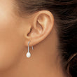 Sterling Silver Rhodium Plated Clear CZ and 7-8mm White Freshwater Cultured Pearl Dangle Earrings - Birthstone Company