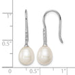 Sterling Silver Rhodium Plated Clear CZ and 7-8mm White Freshwater Cultured Pearl Dangle Earrings - Birthstone Company