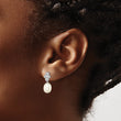 Sterling Silver Rhodium Plate Clear CZ and 7-8mm White Freshwater Cultured Pearl Dangle Post Earrings - Birthstone Company