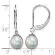 Sterling Silver Rhodium-plated 7-8mm Grey Teardrop Freshwater Cultured Pearl Leverback Dangle Earrings - Birthstone Company