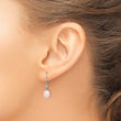 Sterling Silver Rhodium-plated 7-8mm Pink Teardrop Freshwater Cultured Pearl Leverback Dangle Earrings - Birthstone Company
