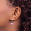 Sterling Silver Rhodium-plated 7-8mm Purple Teardrop Freshwater Cultured Pearl Leverback Dangle Earrings - Birthstone Company