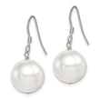 Sterling Silver Rhodium-plated 12-13mm White Round Shell Bead Dangle Earrings - Birthstone Company