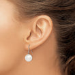Sterling Silver Rhodium-plated 12-13mm White Round Shell Bead Dangle Earrings - Birthstone Company